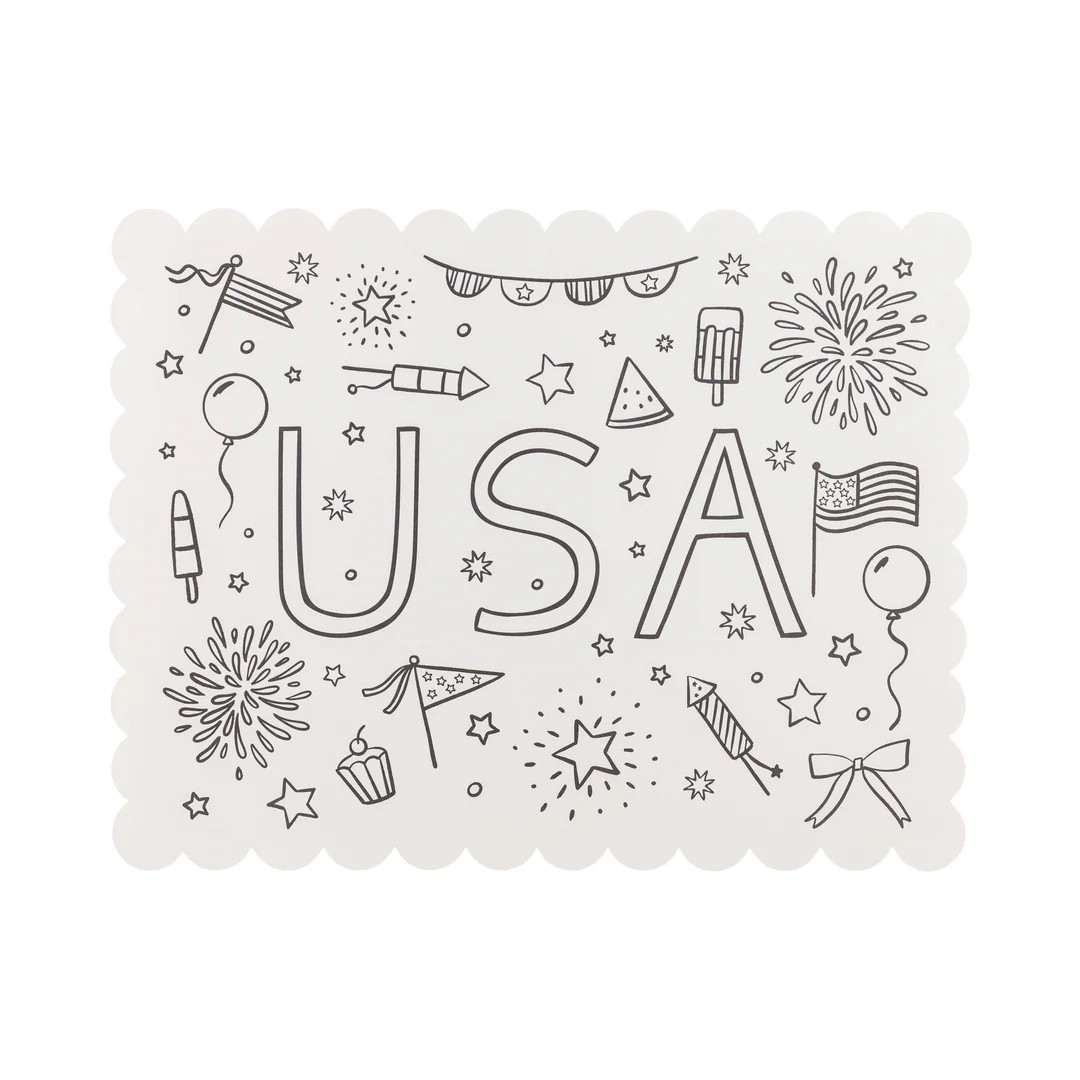USA Coloring Activity Placemat (24 ct) | My Mind's Eye