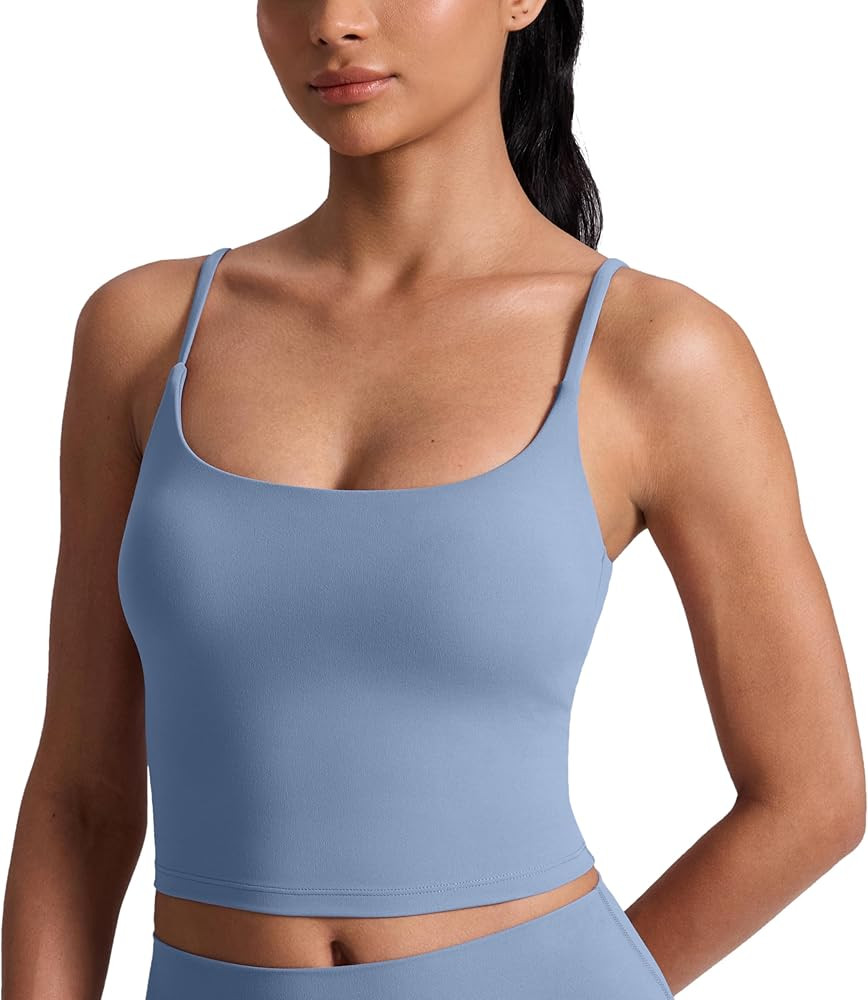CRZ YOGA Butterlift Adjustable U Back Crop Tank Tops for Women - Padded Camisole Scoop Neck Worko... | Amazon (US)