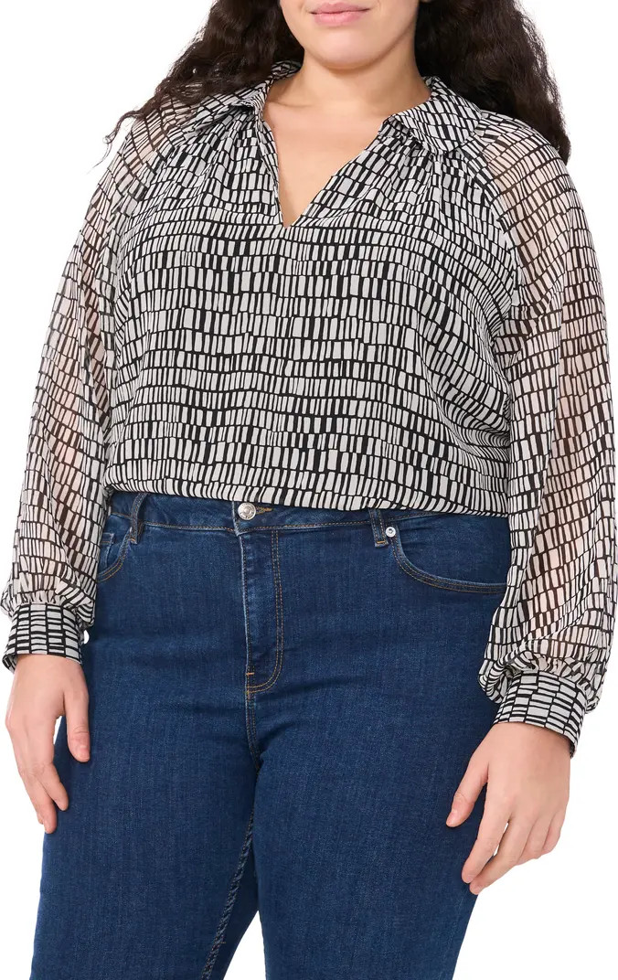 Vince Camuto Abstract Print Long Sleeve Top | Nordstrom | Nordstrom