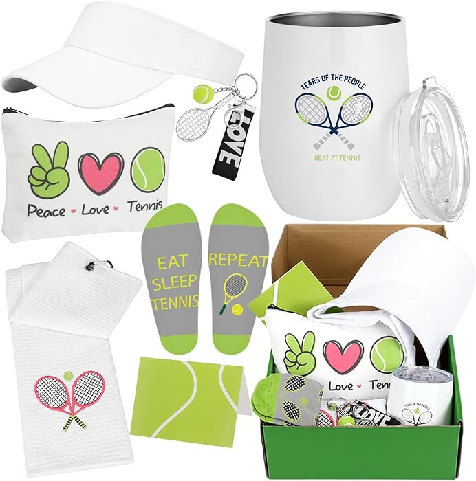 Geiserailie 7 Pcs Women's Tennis Gift Set Including Adjustable Sports Sun Hat Tumbler Cup Cosmeti... | Amazon (US)