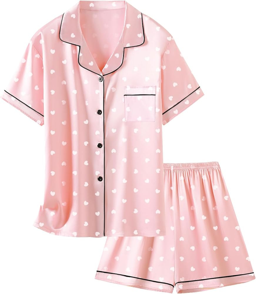 Girls & Womens Satin Pajamas Set, Silk Button-Down Sleepwear 2 Piece Nightwear, 3 Years - Women X... | Amazon (US)
