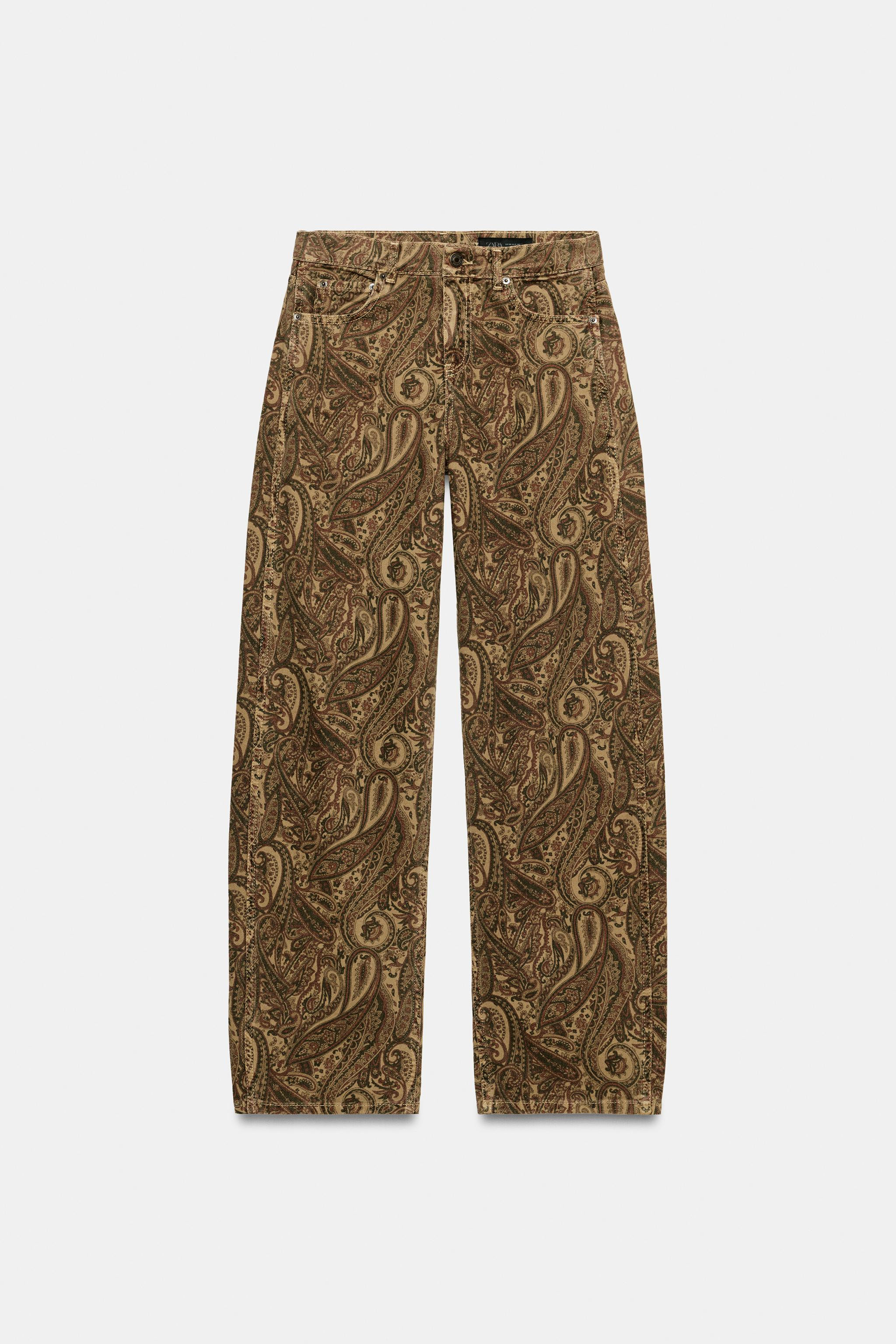 ZW COLLECTION CURVED STRAIGHT MID-RISE PRINTED JEANS | Zara US