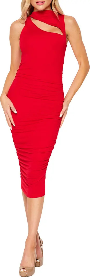 VELVET TORCH Keyhole Side Ruched Midi Dress | Nordstromrack | Nordstrom Rack