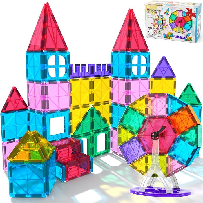 Jasonwell 57PCS Magnetic Tiles Building Blocks Set for Boys Girls Preschool Educational Magnet Co... | Amazon (US)