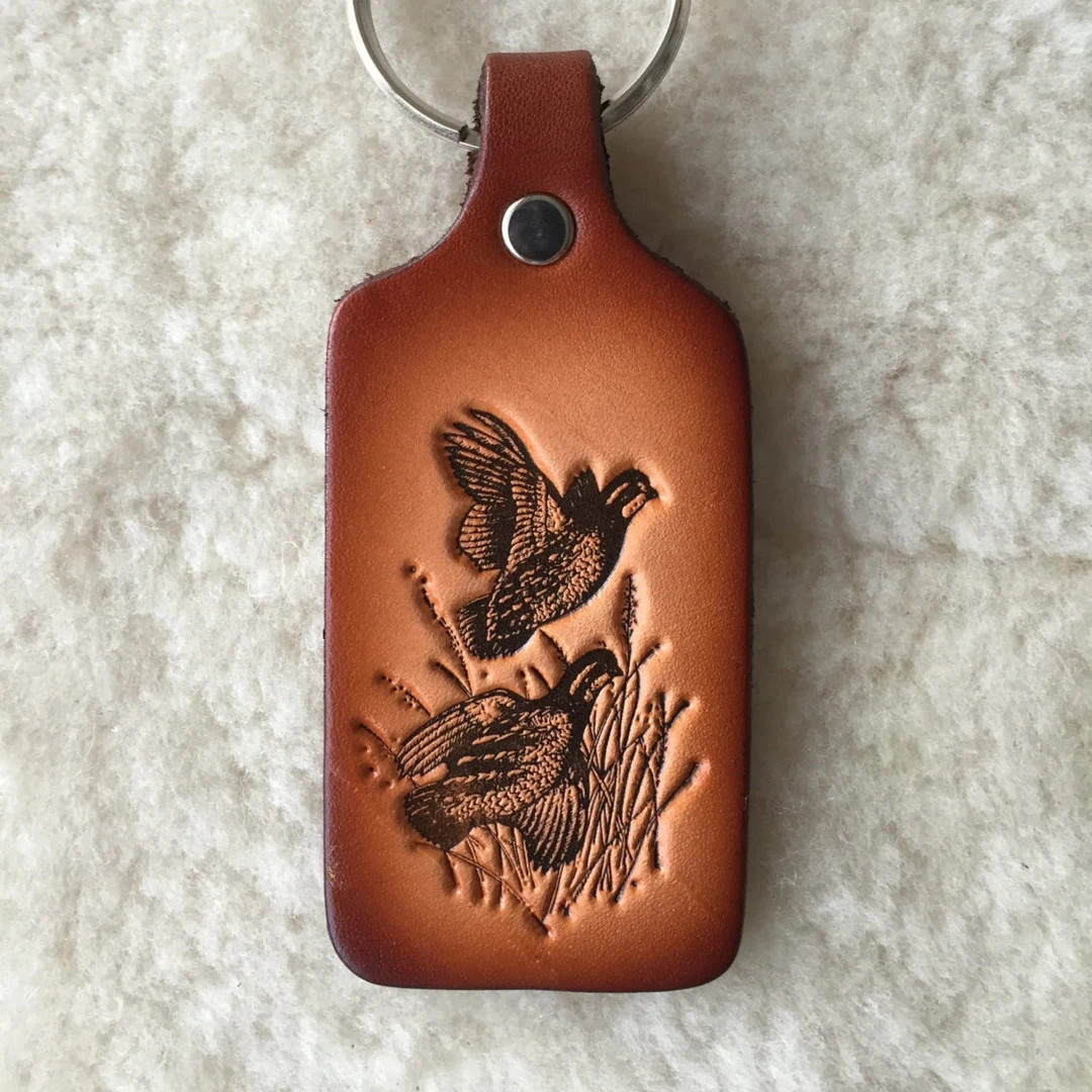 Handmade Leather Quail Key Tag - Etsy | Etsy (US)
