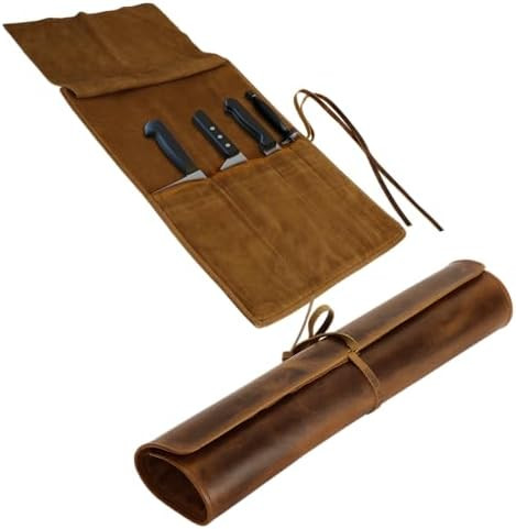 ELIZO Leather Knife Roll Bag Professional Chef Knife Case, Durable Knife Sheath Holder, Cooks & C... | Amazon (US)