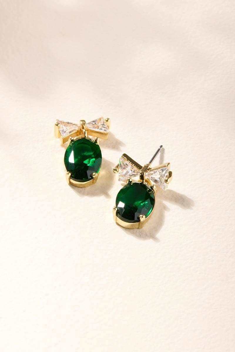 Betty Emerald On Bow Drop Earrings | Francesca's