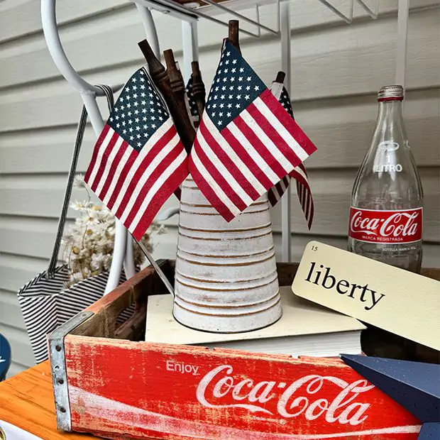 Spindle Post American Flag Set of 3 | Antique Farm House