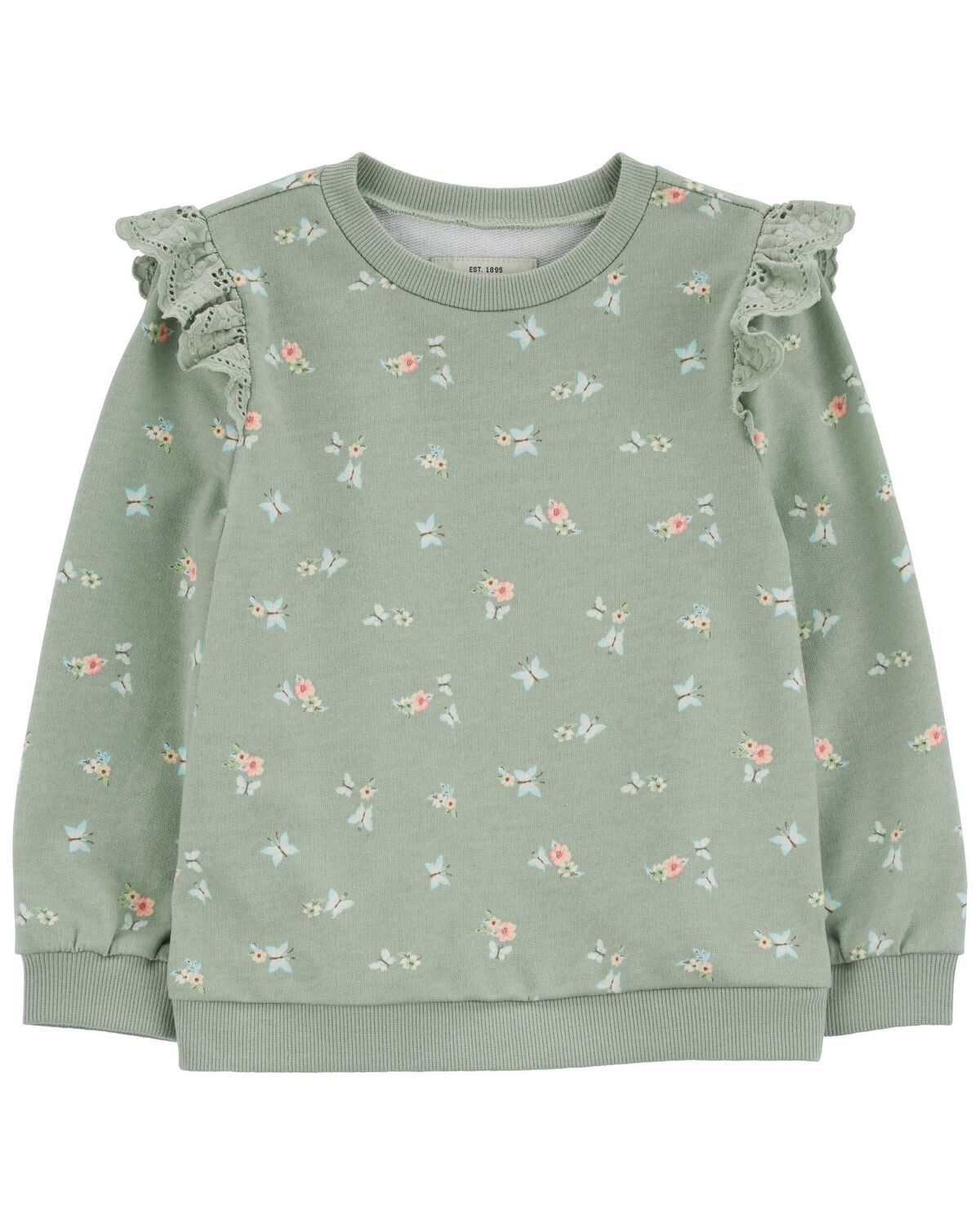 Green Toddler Floral Print Eyelet Pullover | carters.com | Carter's