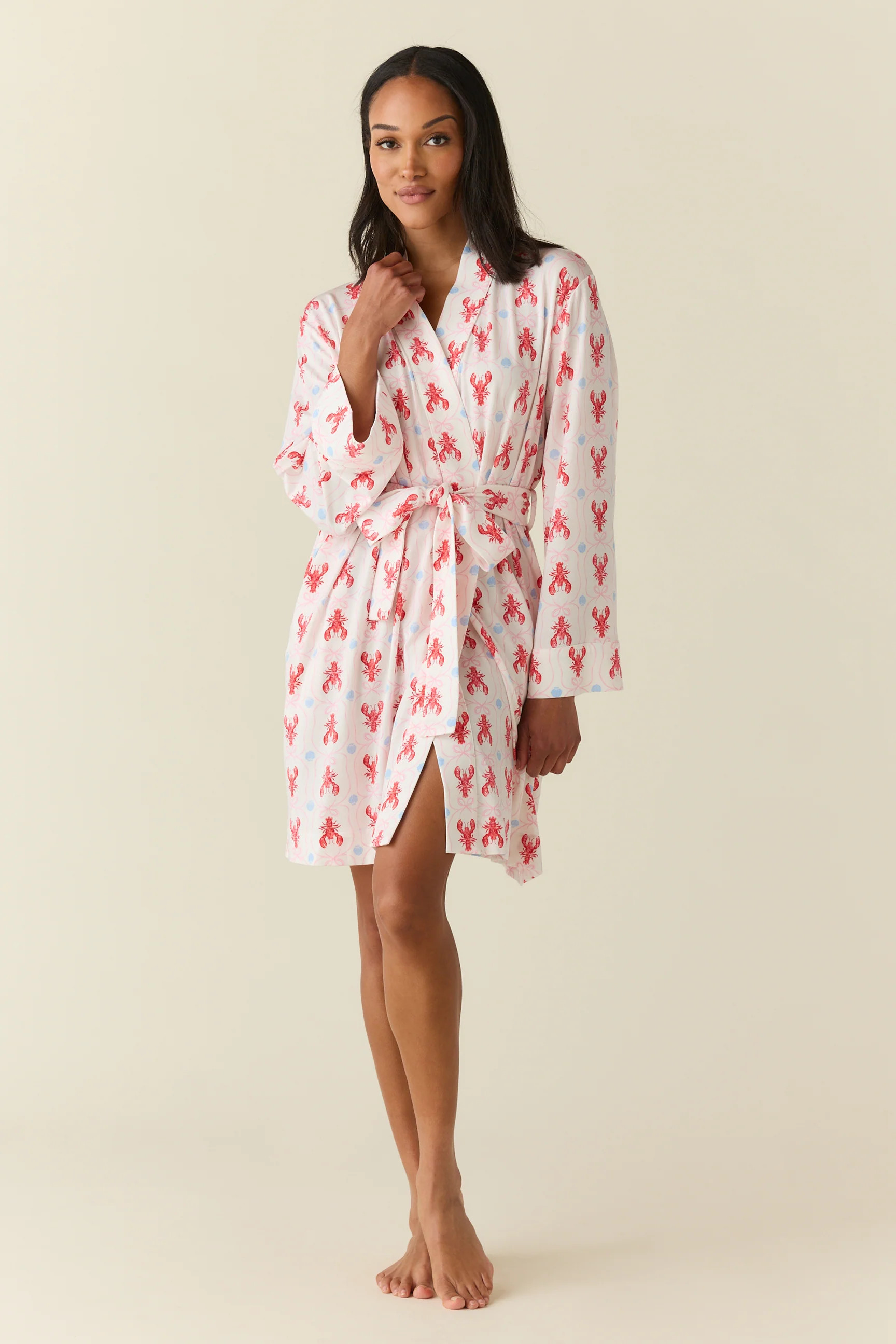 Ayla TENCEL™ Lyocell Short Robe in Nantucket | MASONgrey