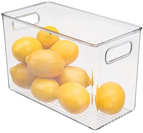 mDesign Plastic Tall Slim Food Storage Organization Container Bin w/Handles for Kitchen, Pantry, ... | Amazon (US)