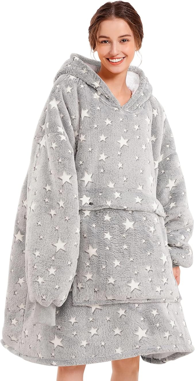 Narecte Cozy Oversized Blanket Hoodie Wearable Blanket Adults Soft Hooded Blanket Hoodie Birthday... | Amazon (US)