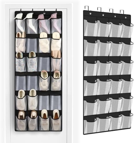 FENTEC 24 Large Pockets Over Door Shoe Organizer, Mesh Hanging Shoe Organizer for Closet Mesh Clo... | Amazon (US)