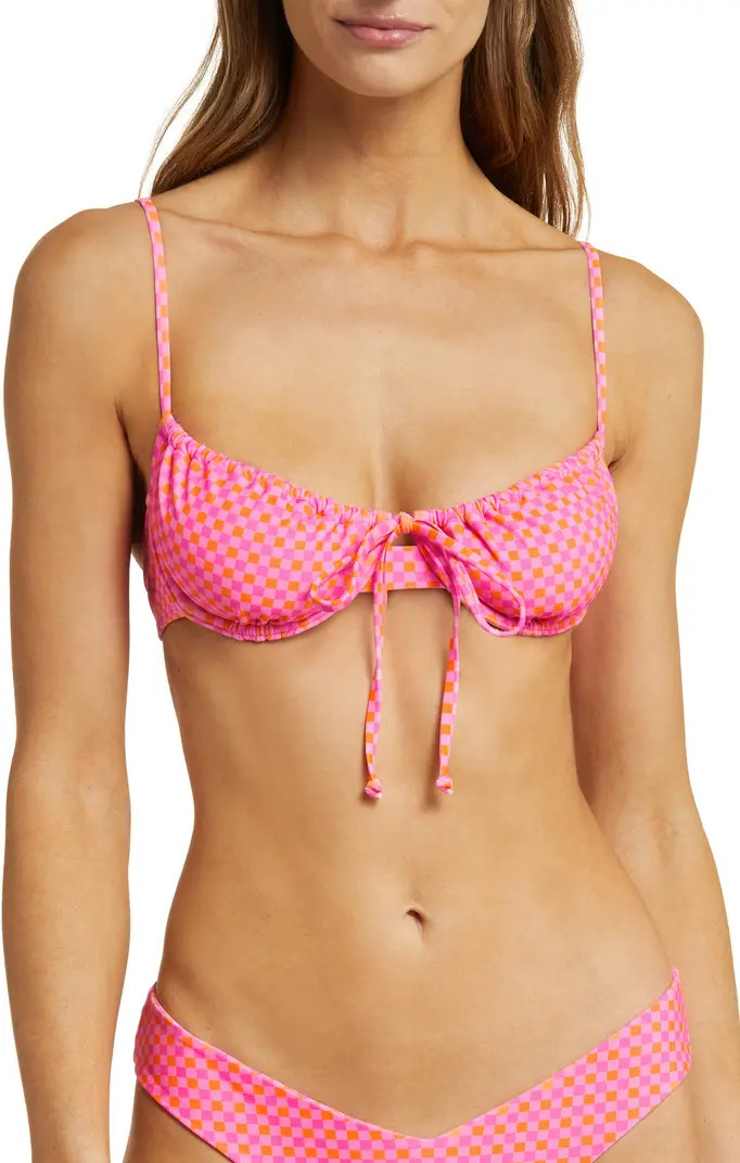 Kulani Kinis Check Ruched Underwire Bikini Top | Nordstrom | Nordstrom