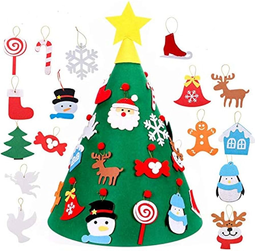 JIALITFUN Kids Felt Christmas Tree Kit, Home Xmas Party Decoration Gifts Felt Craft Kits with Handma | Amazon (US)
