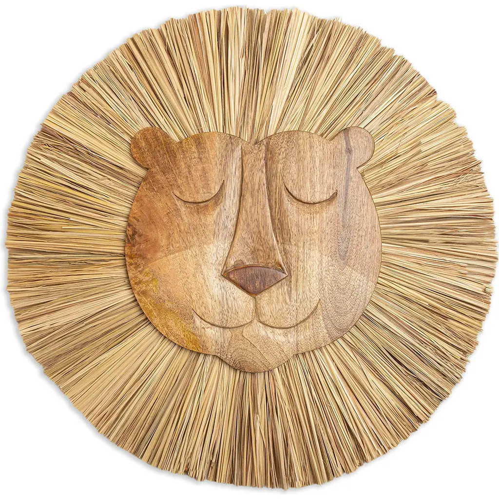 CRANE BABY Safari Animal Wooden Wall Decor in Brown Lion at Nordstrom | Nordstrom