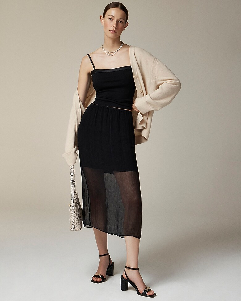 Gwyneth layered slip skirt in crinkle chiffon | J. Crew US