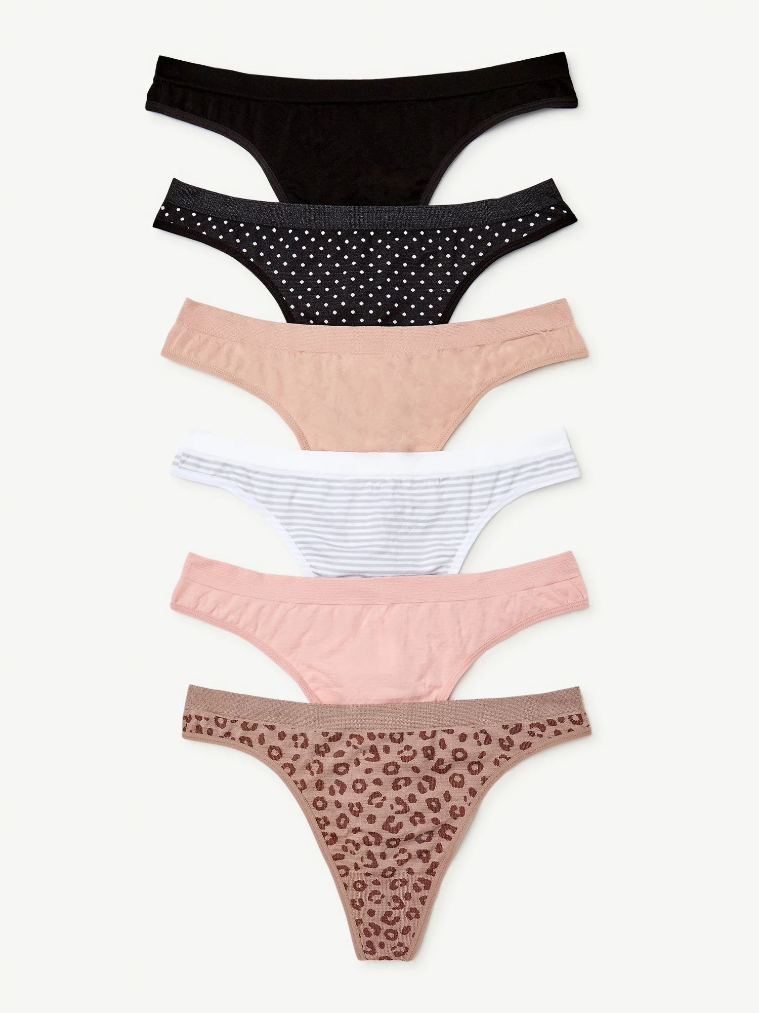 Joyspun Women's Seamless Thong Panties, 6-Pack, Sizes XS to 3XL | Walmart (US)