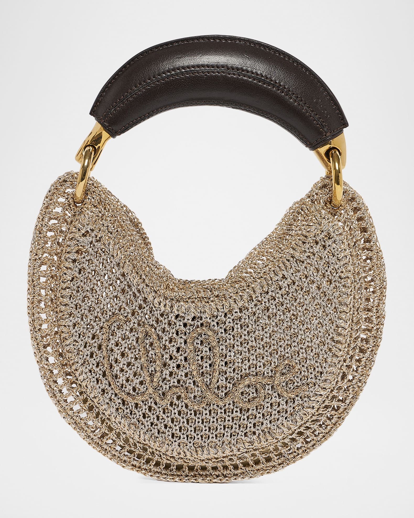 Summer Banana Mini Hobo Bag in Metallic Crochet | Neiman Marcus