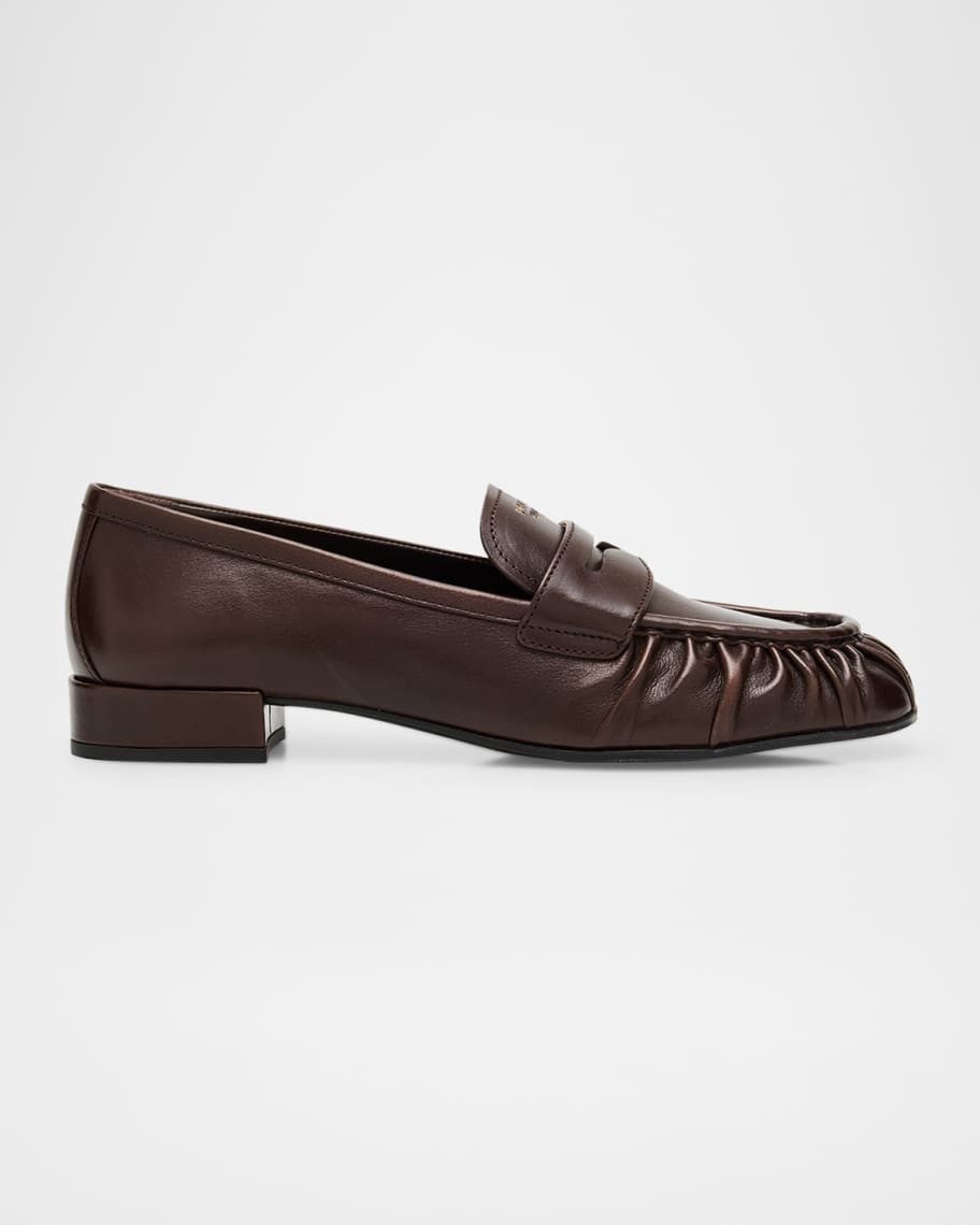 Prada Ruched Leather Loafers | Neiman Marcus