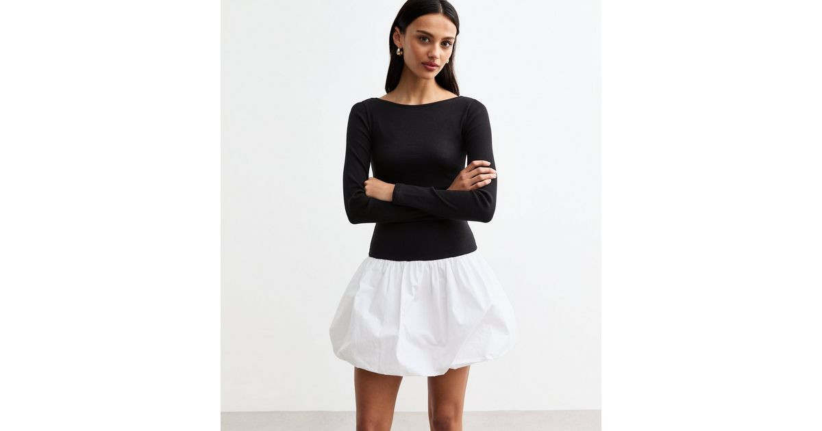 Black And White Bubble Hem Mini Dress | New Look | New Look (UK)