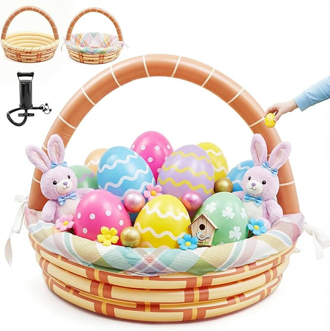 35.4 x 31.5 Inch Inflatable Easter Basket with Removable Liner and Inflatable Pump Large Easter G... | Amazon (US)