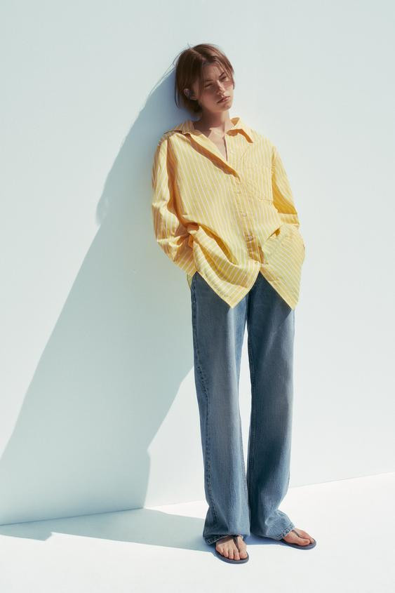 OVERSIZED STRIPED POPLIN SHIRT | Zara US