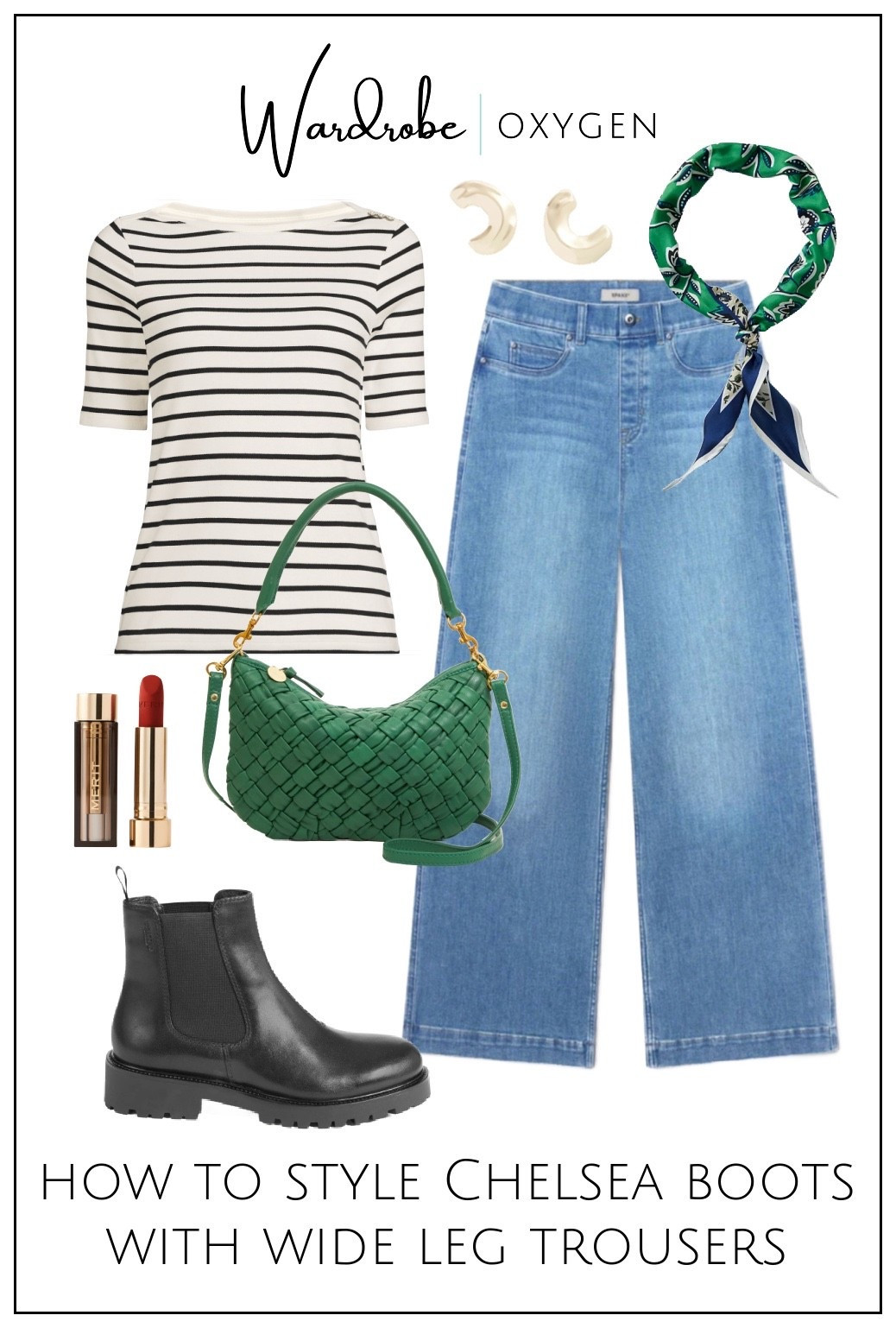 How to style Chelsea boots with wide leg jeans: choose a chunky boot that can stand up to wider hems and keep looks classic with a Breton striped top and scarf 

#LTKMidsize #LTKOver40 #LTKSeasonal