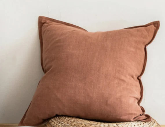 Solid Washed Terracotta Cotton Linen 22in x22in Square | Etsy | Etsy (US)