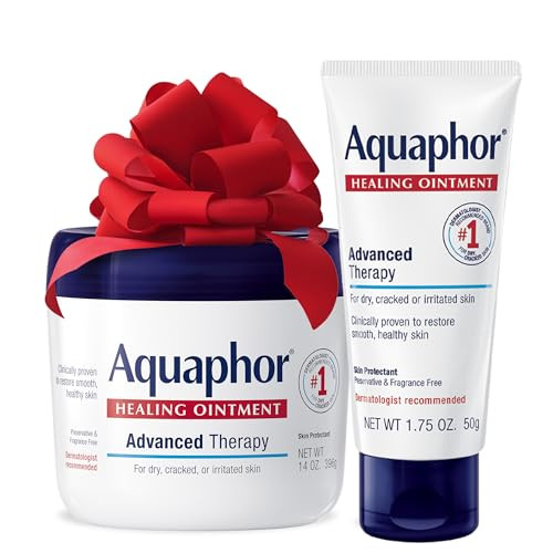Aquaphor Healing Ointment Skin Care Set, Body Moisturizer for Dry Skin, Minor Cuts and Burns, Dry Cuticles, Cracked Heels, Hands and Lips, Holiday Gifts for Self Care, 14 Oz Jar + 1.75 Oz Tube | Amazon (US)