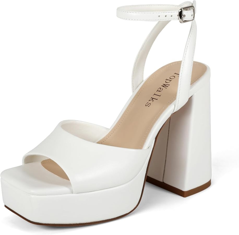 Platform Heels for Women Chunky Heel Platform Sandals Womens Open Toe Ankle Strap Womens Wedding ... | Amazon (US)