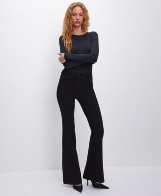Good American Plus size Never Fades Flare Jeans - Black | Macy's