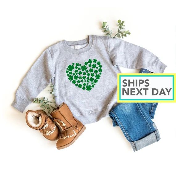 Shamrock Heart Kids Sweatshirt Cute Heart Sweat Shirt St | Etsy | Etsy (US)