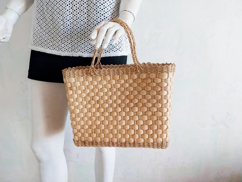 Vintage Wicker Bag, Summer Straw Woven Handbag, Market Bag, Beach Bag, Natural Straw Color, Top H... | Etsy (US)