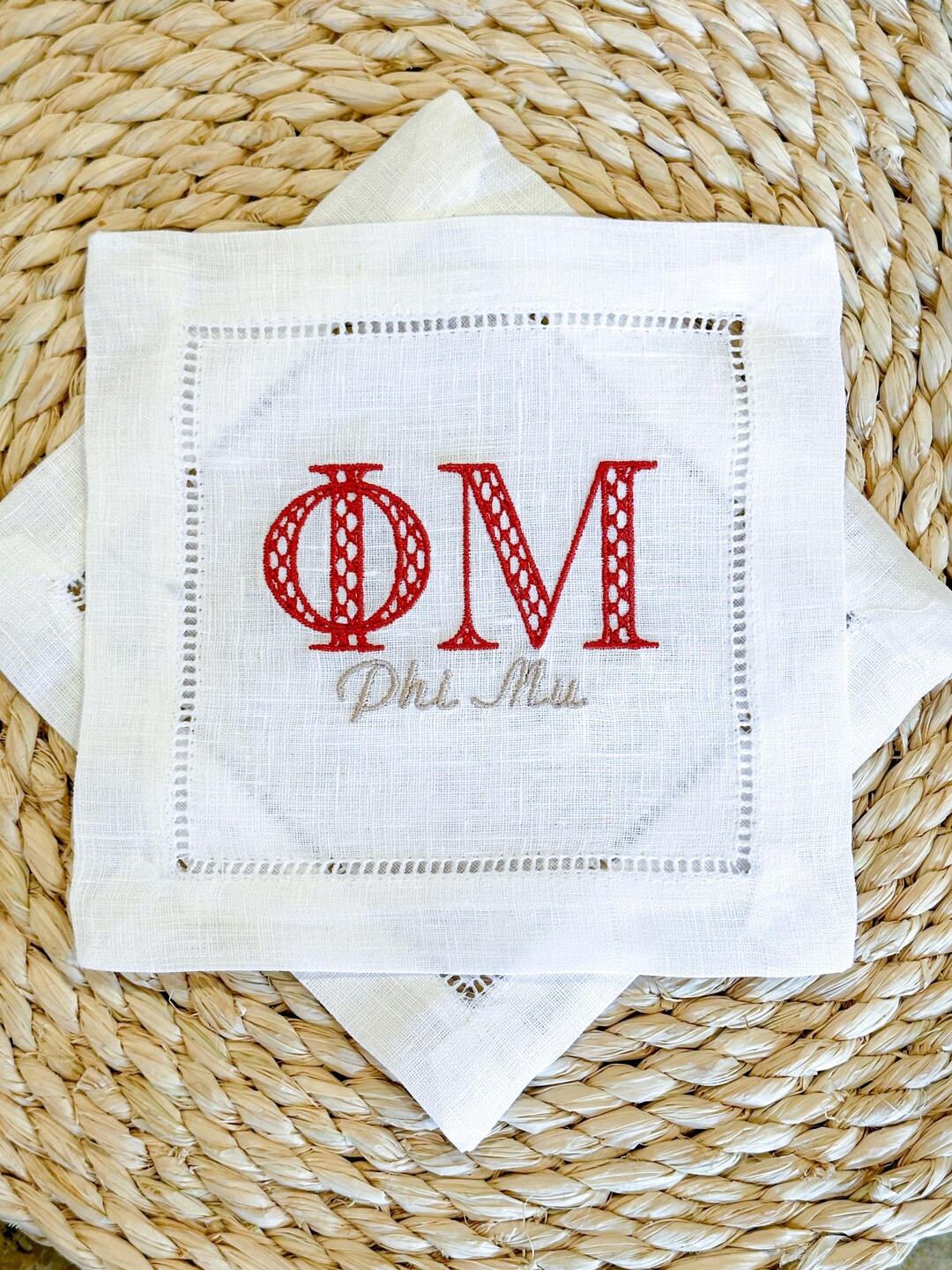 Greek Monogram Cocktail Napkin Custom Sorority Gift Cocktail Napkin Linen Napkin Monogram Linen K... | Etsy (US)