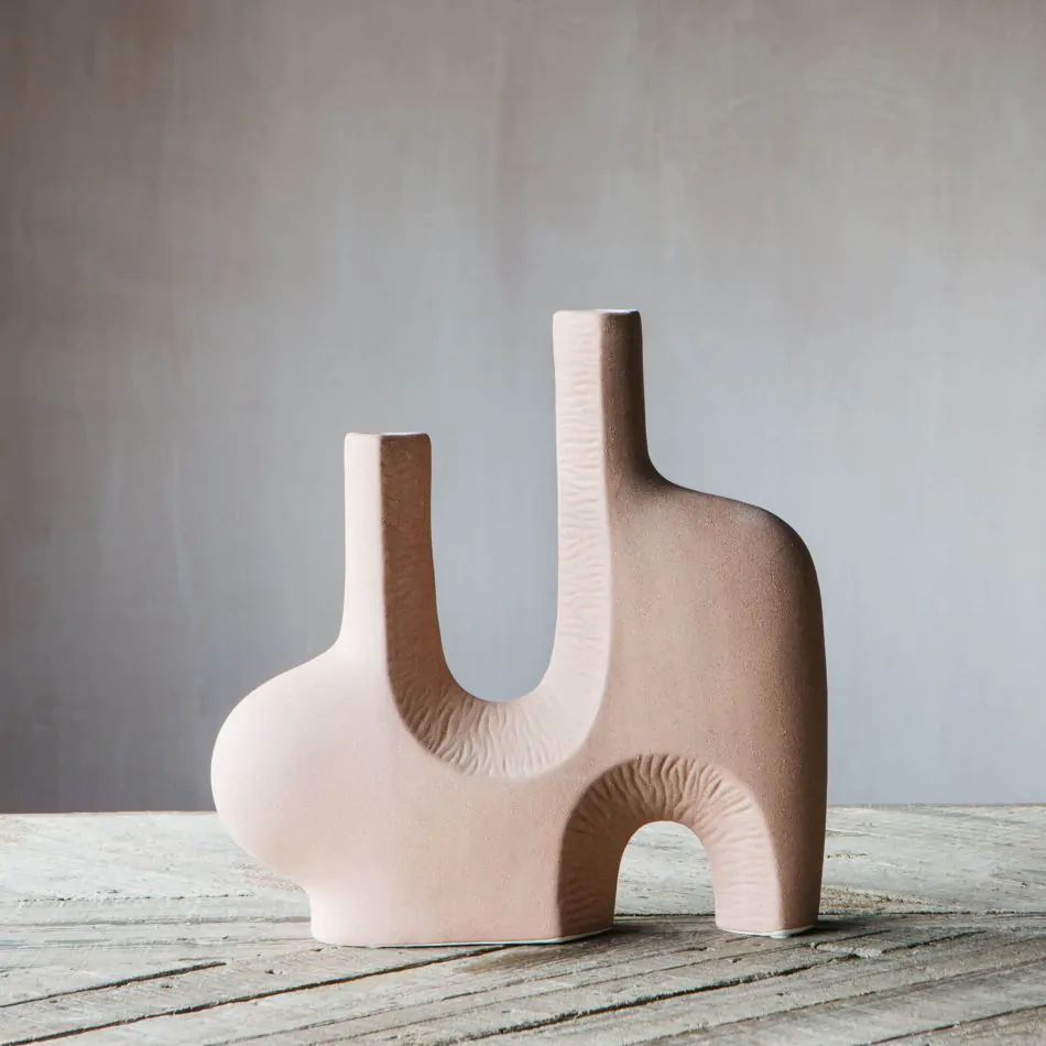 Terracotta Abstract Twin Vase | Graham and Green