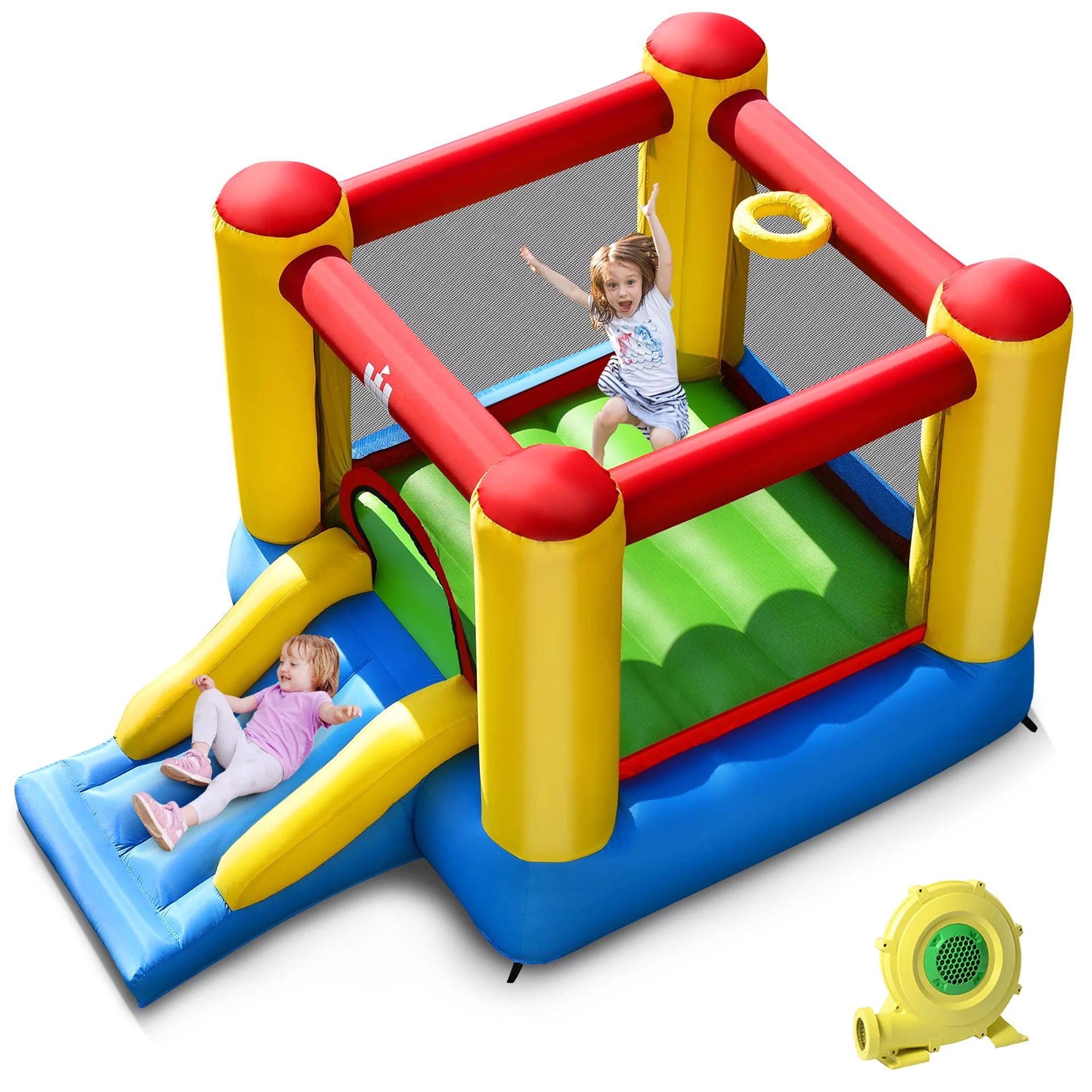 Costway Inflatable Bouncer Kids Bounce House Jumping Castle Slide w/ 480W Blower | Walmart (US)