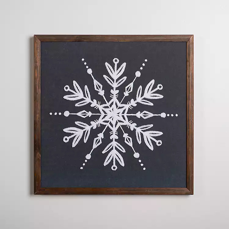 New! Embroidered Snowflake Framed Wall Plaque | Kirkland's Home