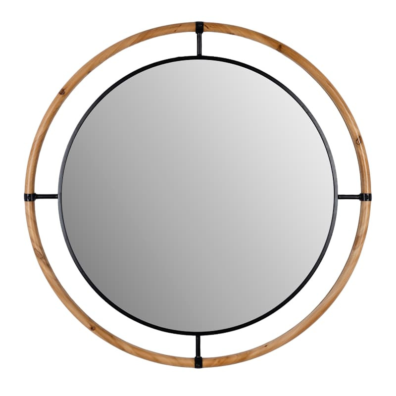 Metal & Wood Wall Mirror, 36" | At Home