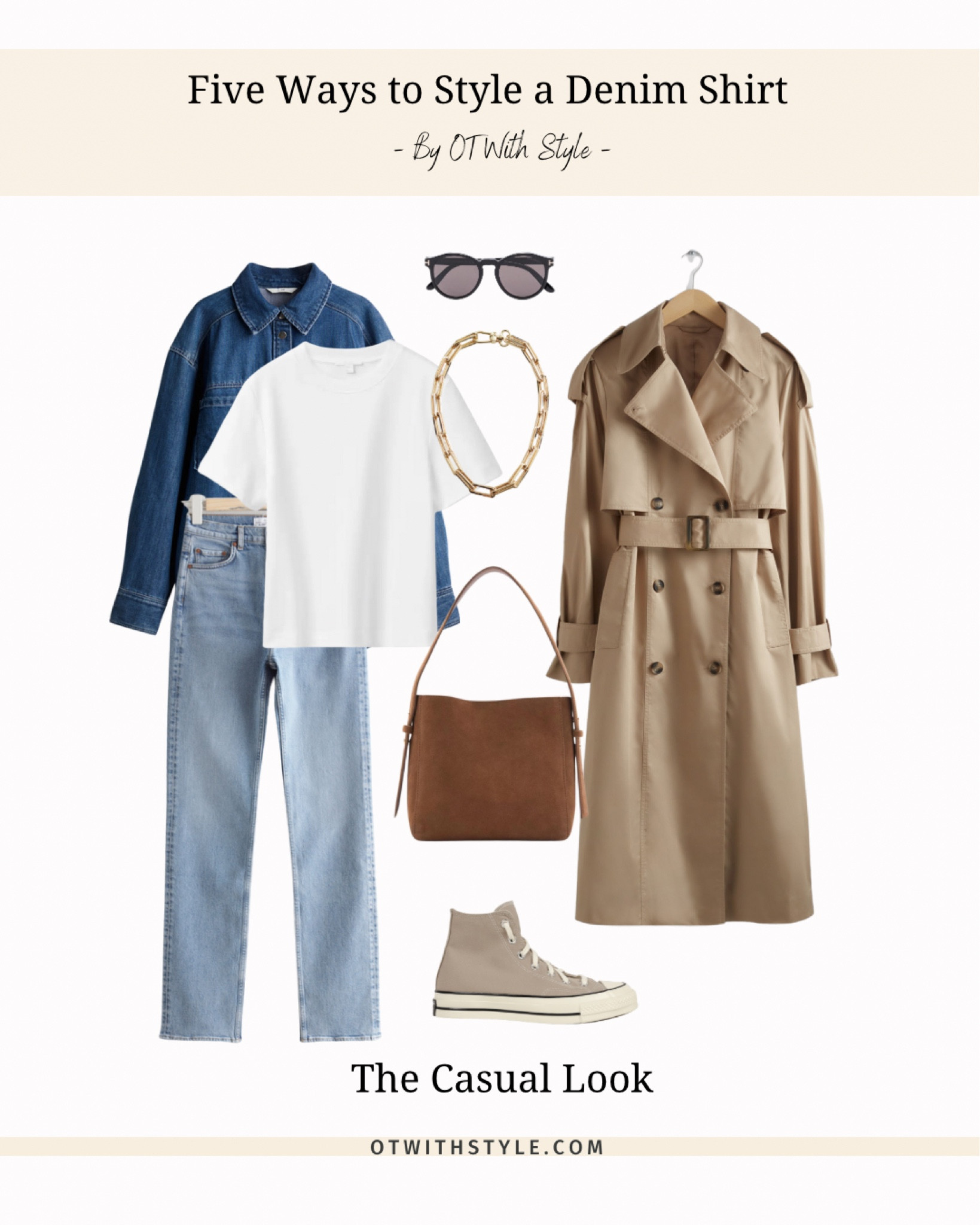 Styling a denim shirt for fall - denim shirt, white t-shirt, light wash jeans, suede bag and a trench coat 🤎

#LTKautumn #LTKuk #LTKstyletip