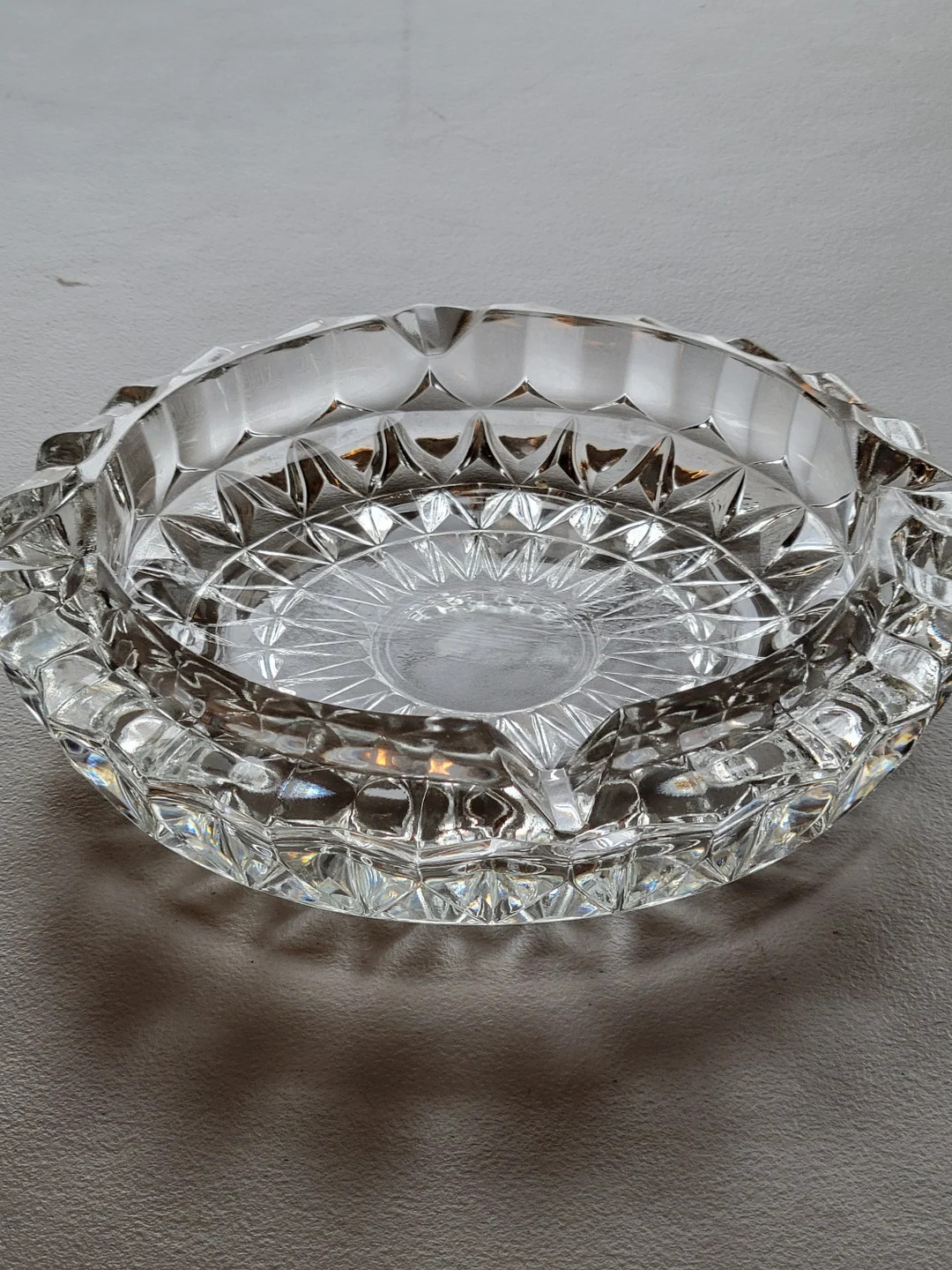 Vintage Cut Glass MCM Crystal Ashtray | Etsy (US)