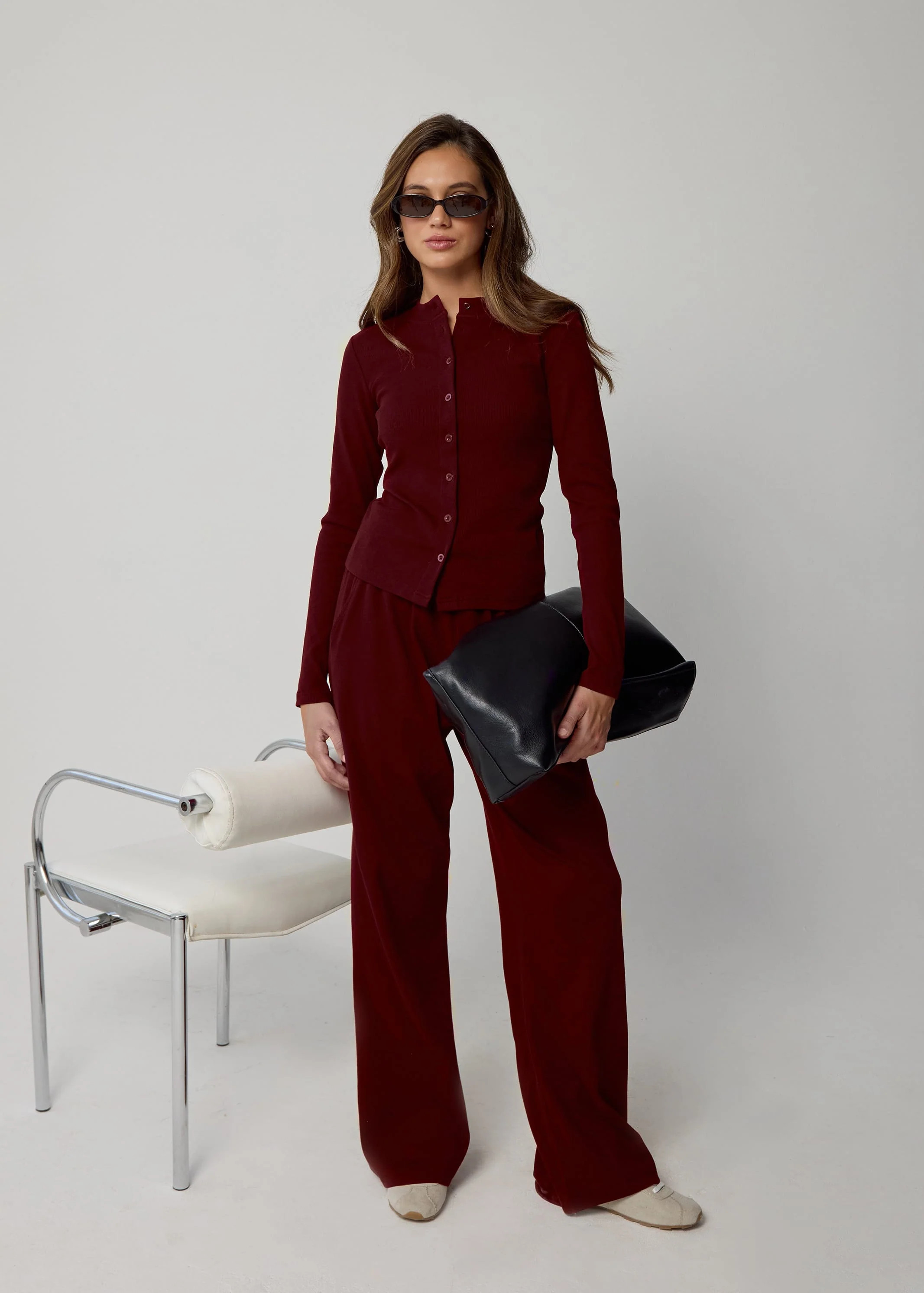 RELAXED RIBBED TROUSERS - BURGUNDY | WAT The Brand