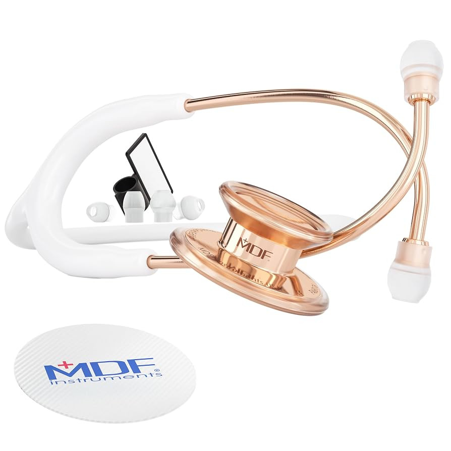 MDF Instruments, RoseGold MD One Stainless Steel Stethoscope, Adult, White Tube, RoseGold Chestpi... | Amazon (US)