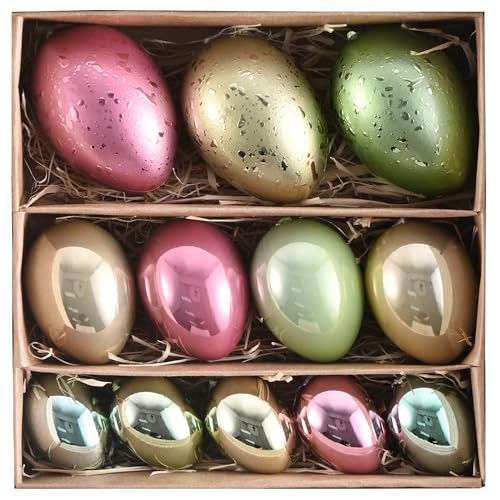DecorbyHannah Easter Eggs Tree Decorations, 12ct Small Colorful Pastel Easter Tree Ornaments for Basket, Electroplating Shatterproof Plastic Decor for Vase Fillers Spring Home Party Outdoor Garden | Amazon (US)