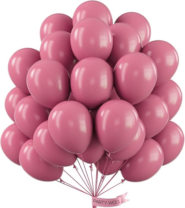 PartyWoo Mauve Dusty Balloons 50pcs Blush Pink Rose Latex Helium Balloons | Amazon (US)