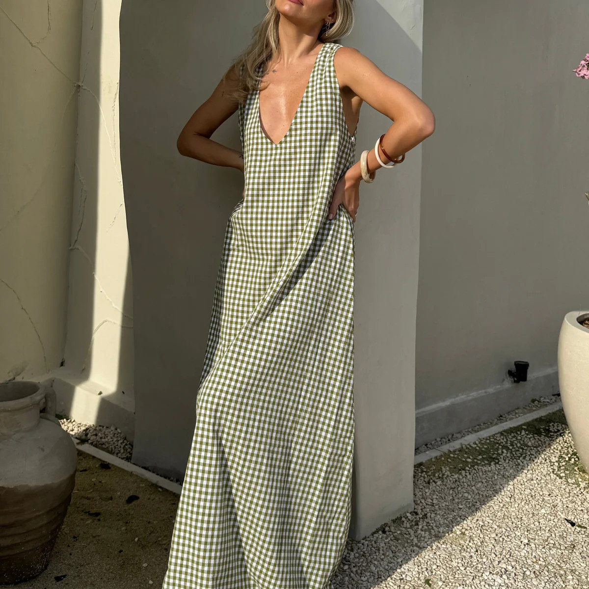 Green Gingham Maxi Dress | Couper x Puka The Label | Puka The Label