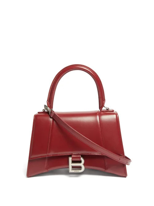 Balenciaga - Hourglass Leather Top-handle Bag - Womens - Burgundy | Matches (US)