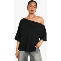 Womens Off The Shoulder Oversized T-Shirt - Black - 12 | boohoo (US & Canada)