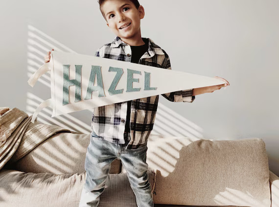 Hazel Pennant  Custom Name White Wool Felt Pennant Flag  | Etsy | Etsy (US)