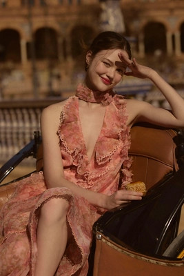 BHLDN Landon Organza 3D Ruffle Maxi Dress | Anthropologie (US)